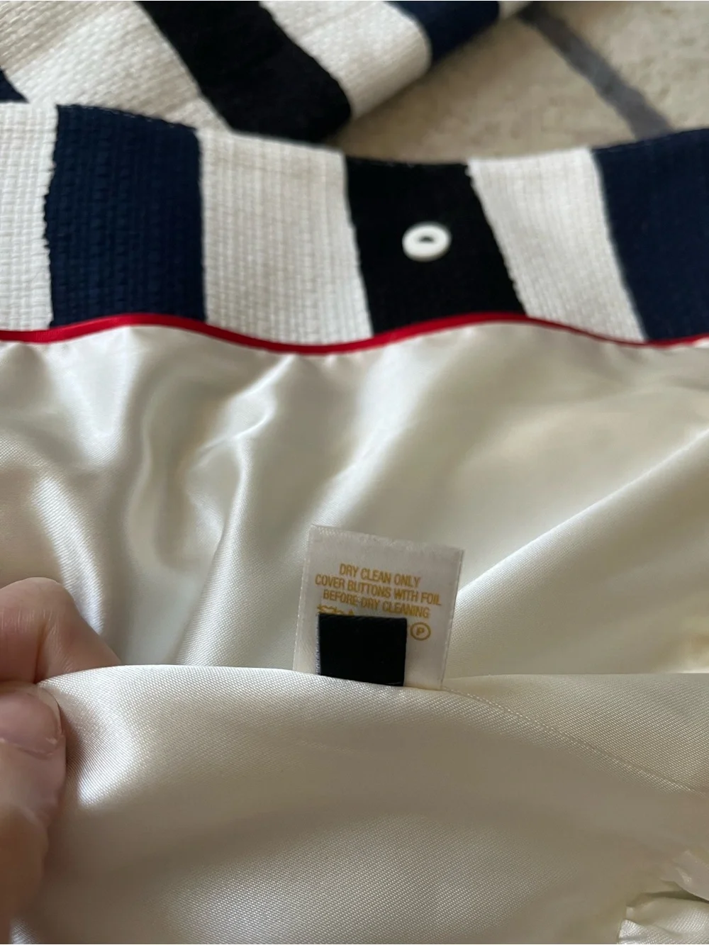 kate spade Navy and White Striped Peplum Blazer
